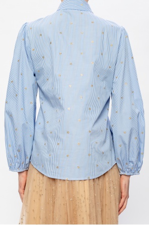 Red Valentino Striped Button Up Shirt deals Blue and White